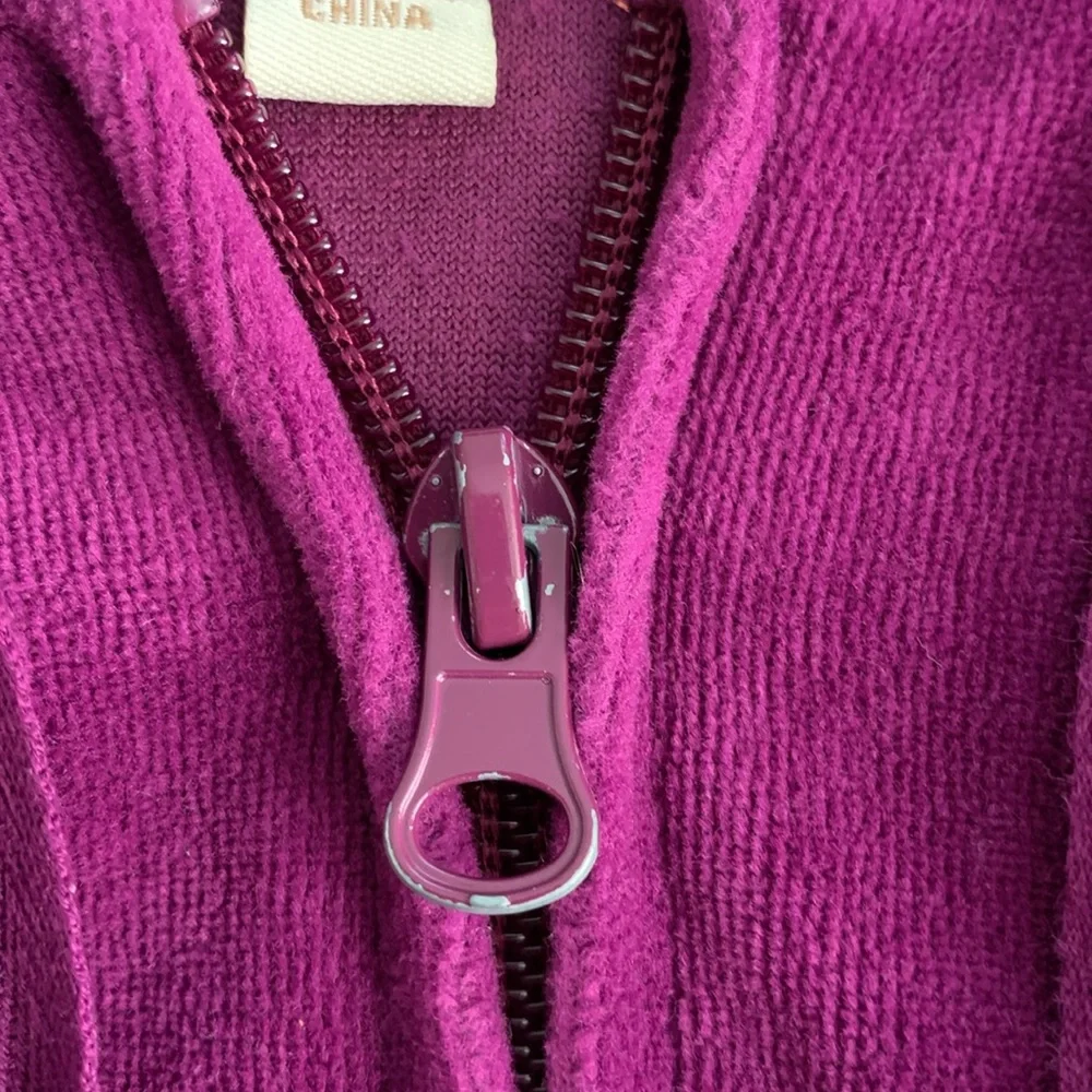 PINK ROSE Girl’s Hot Pink Hoodie Velour Sequin Peace Sign Full Zip Pockets‎ S